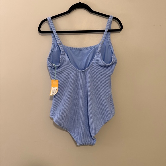 Light Blue Ribbed Swimsuit - Picture 2 of 9